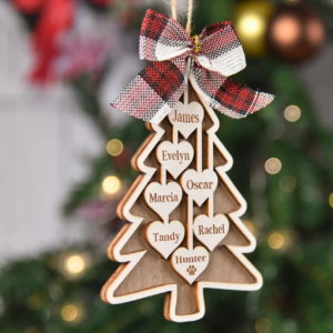 2025 Family Christmas Tree Ornament, Custom Wooden Family Christmas Ornament, Engraved Ornament,Christmas Gift,Personalized Holiday Ornament