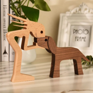 Personalized Woman and Dog Wood Sculpture Pet Loss Gift